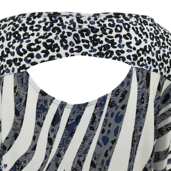 Clara Sun Woo Bouncy Knit Dolman Sleeve Lightweight Shirt Size L Animal Print - Picture 3 of 13